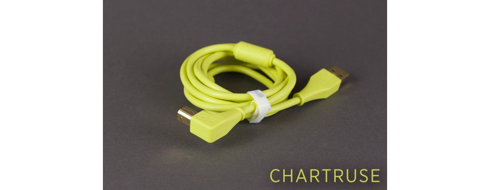  DJ Tech Tools Chroma Cables USB-A Chartruse (angled)
